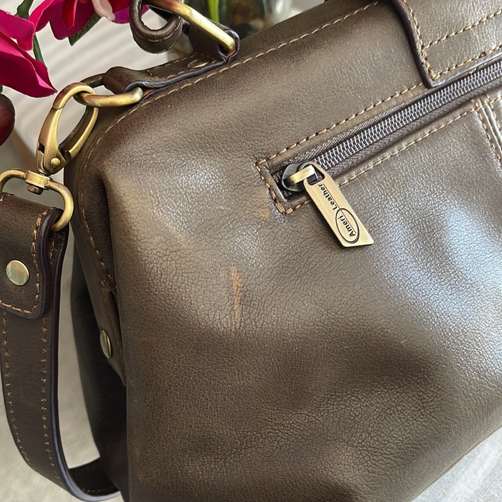 Ameri Leather Doctors Handbag/Crossbody. Olive Gr… - image 3